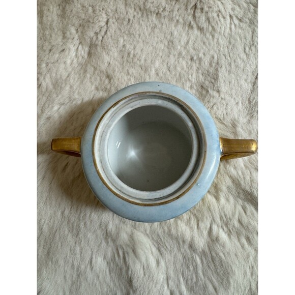 Nippon Sugar Bowl Japan Vintage Antique Yellow Blue Floral No Lid Hand Painted - Picture 2 of 5